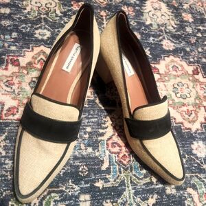 Tabitha Simmons Block Heel / Margot Pump natural linen Size 37/ US 7